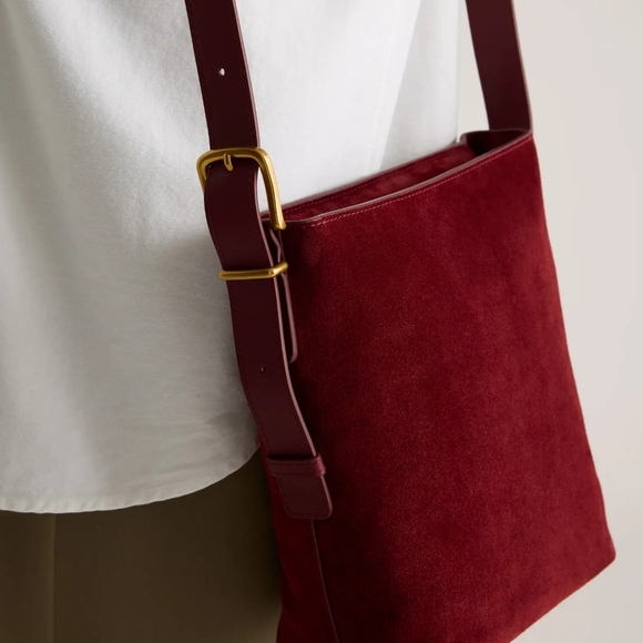Quince Burgundy Suede Shoulder/crossbody Bag - Picture 13 of 13